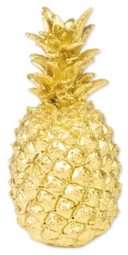 ARTYFETES - Decoratieve ananas van goudkleurig hars 18 cm jungle thema