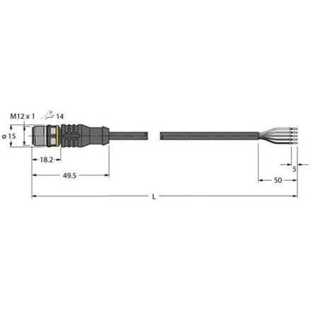 Turck 6629933 Sensor/actuator aansluitkabel M12 Aantal polen (sensoren): 5 2 m 1 stuk(s) Piece