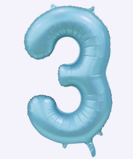 Folie Ballon Cijfer 3 Satin licht blauw XL 86 cm