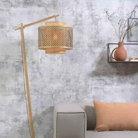 GOOD&MOJO Vloerlamp Bhutan - Bamboe/Zwart - 68x40x176cm - Scandinavisch,Bohemian - Staande lampen voor Woonkamer - Slaapkamer