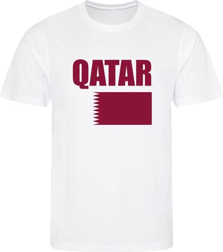 WK Qatar Kinder Voetbalshirt – Vlag Qatar – Wit – Maat 122/128 (S) – 7-8 jaar