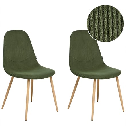 HILDEN - Eetkamerstoel set van 2 - Groen - Corduroy