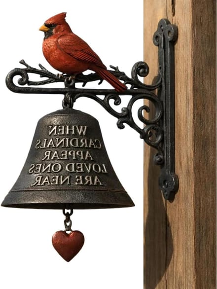 Diner Bell - Deurbel Klok - Tuindecoratie - Rode Vogel Design - 20 cm Hoog - Rood