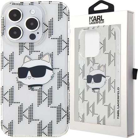 Karl - Lagerfeld - IML Choupette Head & Monogram hoesje voor iPhone - 15 - Pro - Max - transparant