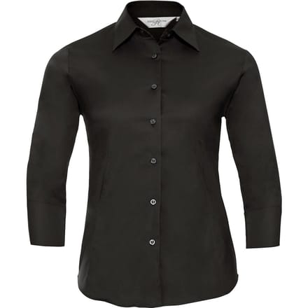 Russell Collection Dames/Dames Easy-Care 3/4 mouw shirt (Zwart)