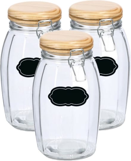 Weckpot/inmaakpot - 6x - 1.85L - glas - met beugelsluiting - incl. etiketten