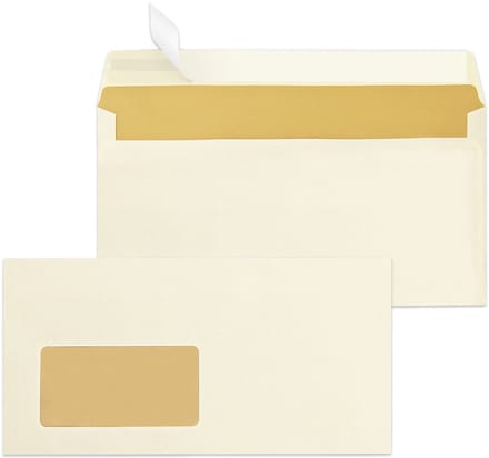 MAILmedia envelop vanille, 110x220 mm, zelfkl., 80 g/m2, venster li. 45x90 mm, 1.000 st