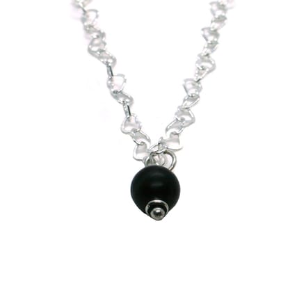 Heaven Eleven - Dames - ketting - 925 - zilver - hartjes matte onyx - 40cm