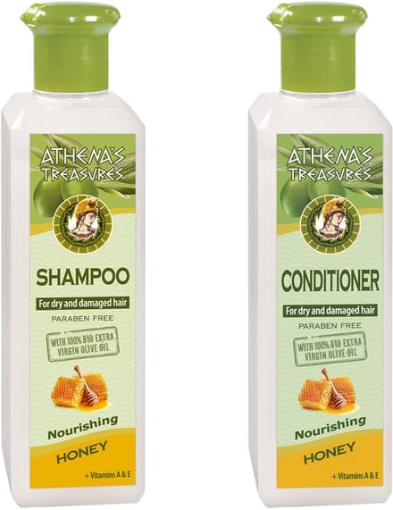 Athena’s Treasures - Honey Duo Set - Shampoo & Conditioner - Droog & Beschadigd Haar - 2 x 250ml