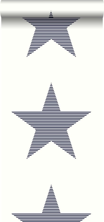 Walls4You behang grote ster donkerblauw - 935287 - 53 cm x 10,05 m