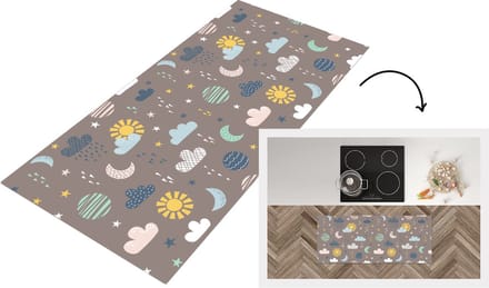 Keukenloper - Loper keuken - Wolken - Zon - Design - 120x50 cm - Keukenloper vinyl