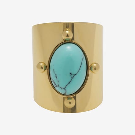 Essenza Large Blue Stone Ring Gold