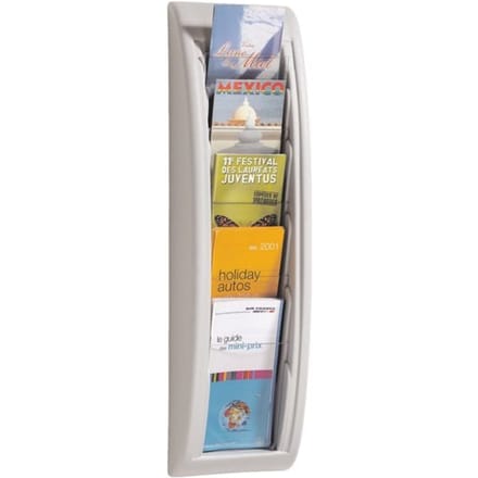 Paperflow Quickfit folderwandhouder, 5 vakken in DIN 1/3 A4 formaat, B 168 x D 95 x H 650 mm, polystyreen, wit