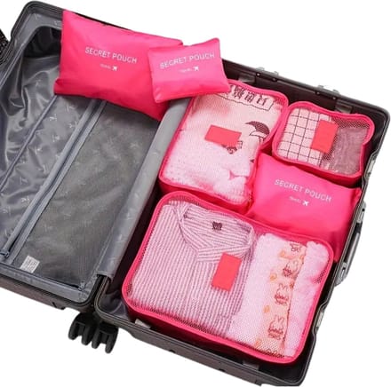Livano Koffer Organizer Set - Packing Cubes - Compressie - Travel - Compression - Set - Roze Roze