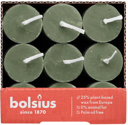 Bolsius Dinerkaars Rustiek Fresh Olive 27 cm - 9 Stuks