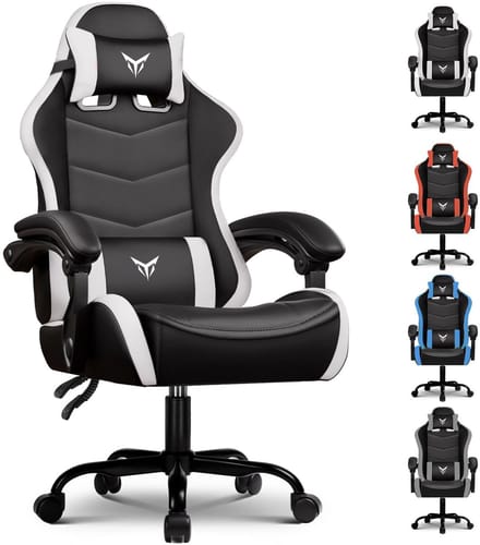 GTPLAYER - Gaming Stoel - Met Verstelbare Hoofdsteun en Lendensteun - Wit