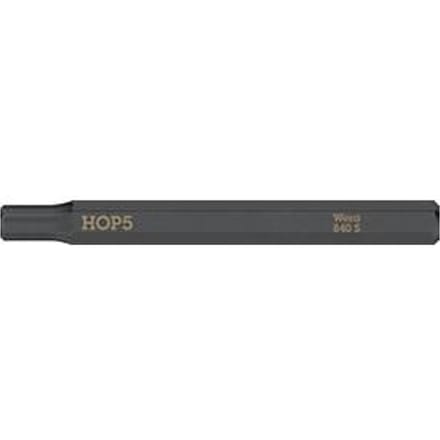 WERA Bit 840 S Hex-Plus, 5,0 x 70 mm, extra taai, 1/4" aandrijving, DIN ISO 1173 C6.3/E6.3, 5 stuks