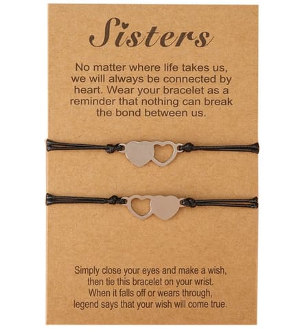 Verzilverd Hartjes Armband Set - 2 Stuks - Zus - Sister - EmmyRovi