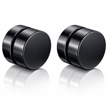 Magnetische Stud oorbellen Zwart 8mm
