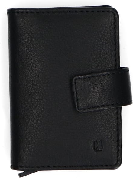 Manfield - Unisex - Zwart leren pasjeshouder - Maat 1