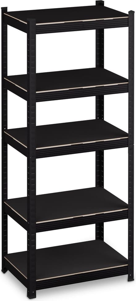 Stellingkast - 150x60x40 cm - 1250 kg - staal - steeksysteem - zwart