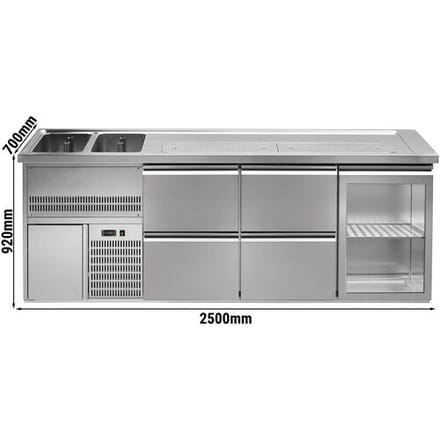 GGM Gastro Biertheke Premium PLUS - 2500x700mm - 1 Glastür & 4 Schubladen