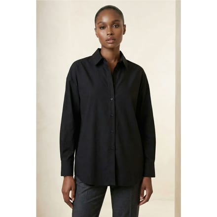 Overmaatse Lange Mouwen Poplin Shirt met Kn Closure
