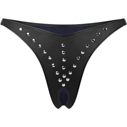 Rimba Bondage Play - Leren Slip Met Open Kruis Versierd Met nieten.
