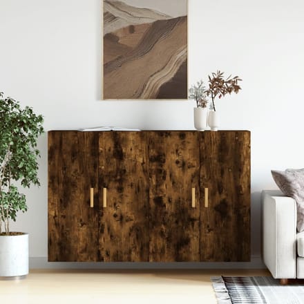 vidaXL - Hangkasten - 2 - st - bewerkt - hout - gerookt - eikenkleurig