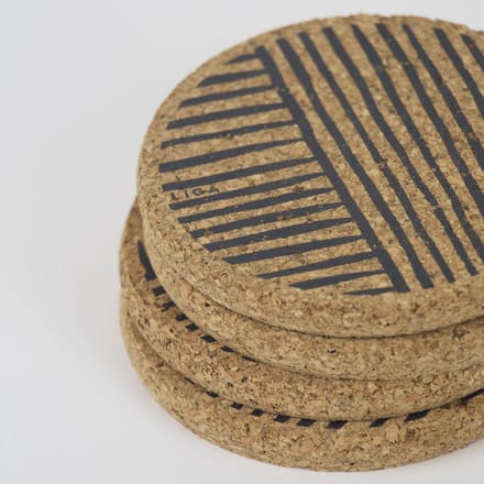 LIGA - Onderzetter Ploeg Set van 4 Stuks - Kurk - Beige -