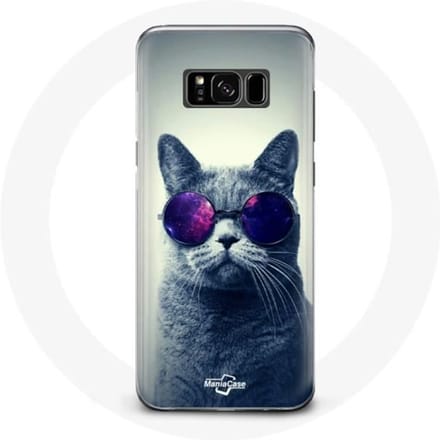 Hoesje voor Samsung Galaxy S8 Kat Paarse Brilstijl