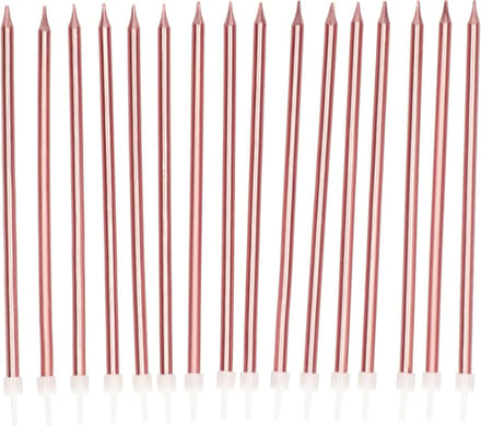 Folat - Kaarsenset Roségoud Metallic 15cm - 16 stuks