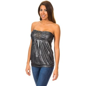 Dames-Mouwloos T-shirt met wijd gebreid topeffect 10DMT0084