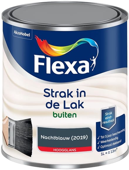 Flexa - Strak In De Lak Buitenlak Hoogglans - Nachtblauw - Mengverf - 1 L