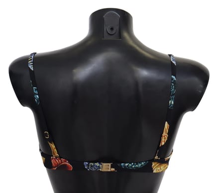 Dolce & Gabbana Zwarte Zeeschelpen Print Vrouwen Zwemkleding Bikinitopjes