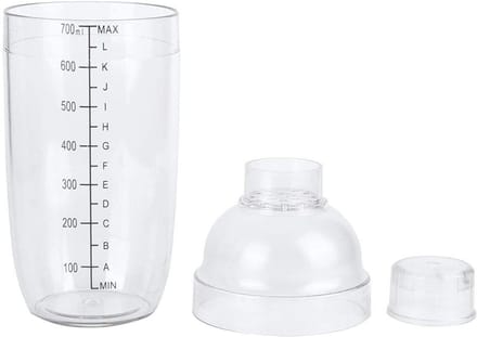 Dailygoods- Cocktailshaker 700 ml - Transparant - PC - Shaker - Thuisbar - Inclusief deksel en basisbeker - Gloednieuw