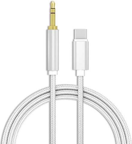 ThunderGold Aux Kabel USB C Auto - USB C naar Headphone Jack Audio Aux Kabel - 3,5 mm - 1 Meter - Zilver