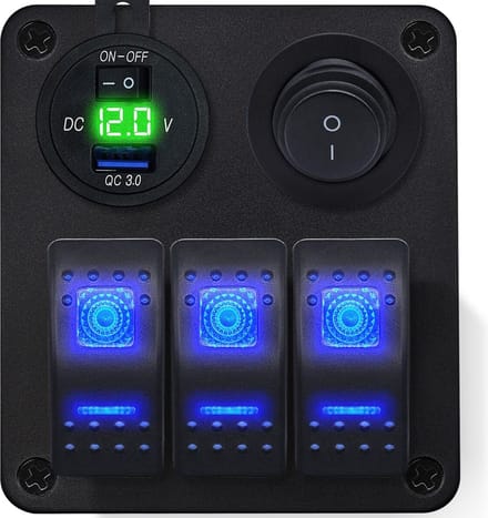 ProRide Schakelpaneel 12V voor Auto/Boot - USB Lader met Schakelaar - 5V/2.4A - 3 schakelaars