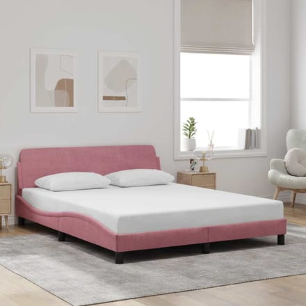 vidaXL - Bedframe - met - hoofdeinde - "Dover" - 160x200 - cm - fluweel - roze