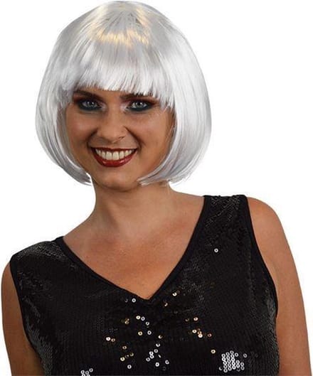 Witbaard Pruik Bobline Dames Wit One-size