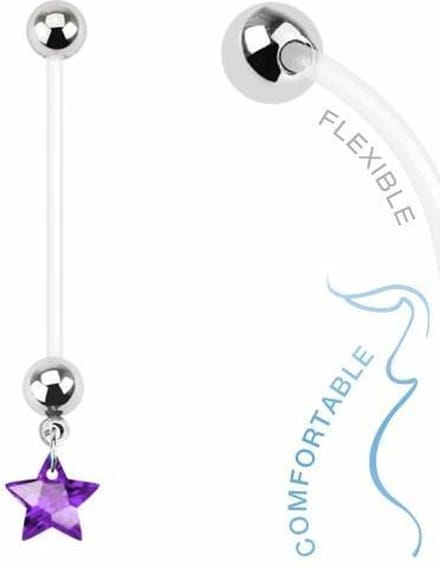 Fako Bijoux® - Zwangerschapspiercing - Ster - Paars