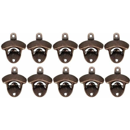 10 Pièces Ouvre-Bouteille Mural Style Vintage Rustique Métal Solide Durable Ouvre-Capsule de Bière pour Bar gray