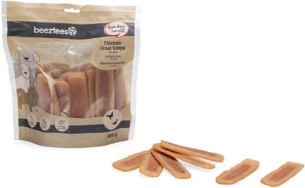 Beeztees Kipfilet Strips met eend - Hondensnack - beloningssnack - Voordeelverpakking - 900 gr