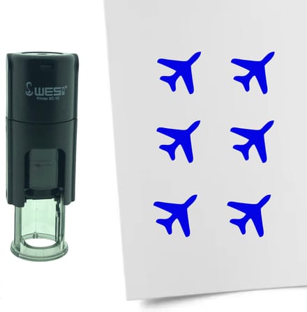 CombiCraft Stempel Vliegtuig 10mm rond - blauwe inkt