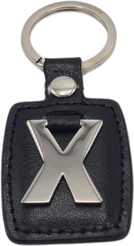 Deco4yourhome® - Sleutelhanger - Zilver/Zwart - Letter X - Kunstleer - Metaal