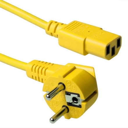 ACT Netsnoer Schuko CEE 7/7 male (haaks) - C13 IEC 60320 geel 3 m AK5143