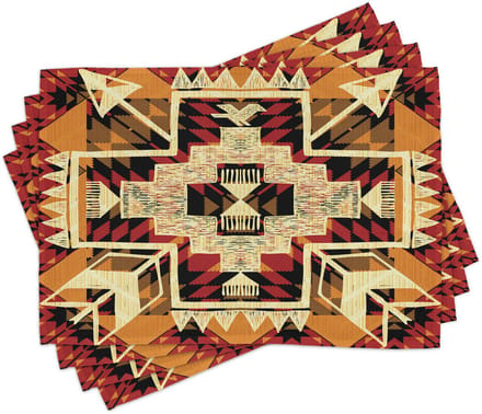 New Bed Retro Boho Plant Set van 4 Placemat voor Eettafel, Wasbare Stof met Antislip Achterkant