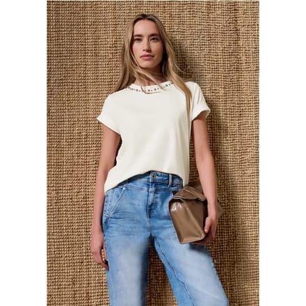 Shirt met ronde hals en decoratieve details