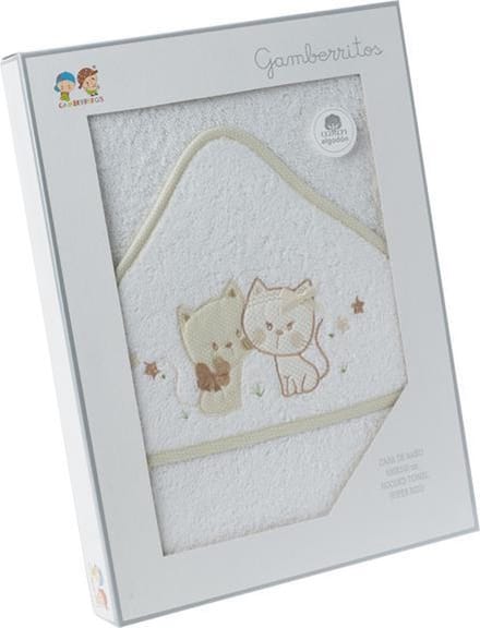 Gamberritos Badcape Katjes 100 X 100 Cm Katoen Wit/beige