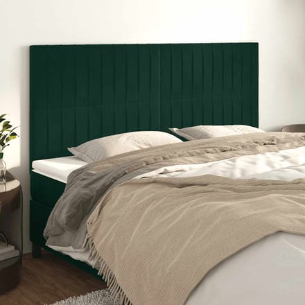 vidaXL - Hoofdbord - donkergroen - 180x5x118/128 - cm - fluweel